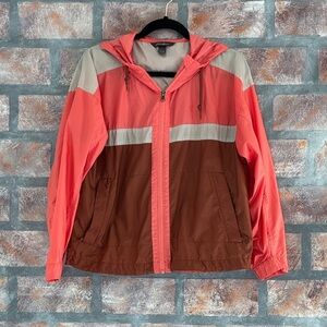 Eddie Bauer Coral and Brown Hooded Jacket